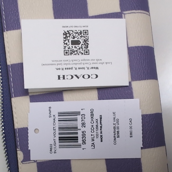 Coach CR622 Long Zip Around Wallet With Checkerboard Print (Last One) - Picture 12 of 12